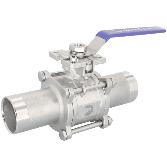 Кран шаровый приварной трехсоставной под привод нержавеющий (3PC), AISI304 DN50 (2"), (CF8), PN25, NK-BEp50/4