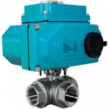 Кран шаровый трёхходовой T-тип, AISI304 DN50 (2&quot;), с электроприводом AC 24V (С-05), NK-BTt50/4*PEAL50