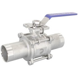 Кран шаровый приварной трехсоставной под привод нержавеющий (3PС), AISI304 DN20 (3/4"), (CF8), PN63, NK-BEp20/4