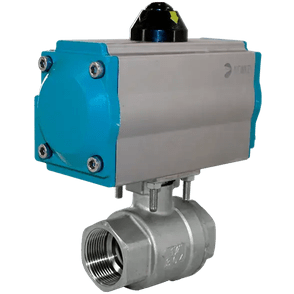 Кран шаровый муфтовый (2PC), AISI304 DN50 (2"), с двухсторонним пневмоприводом AT83D, NK-BMp50/4*AT83D