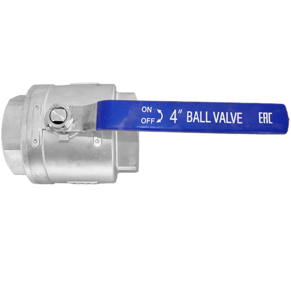 Кран шаровый муфтовый двусоставной нержавеющий (2PC), AISI304 DN 100 (4"), (CF8), PN16, NK-BML100/4