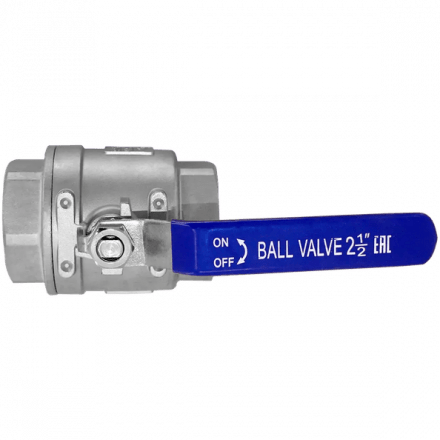 Кран шаровый муфтовый двусоставной нержавеющий (2PC), AISI304 DN65 (2_1/2&quot;), (CF8), PN63, NK-BML65/4