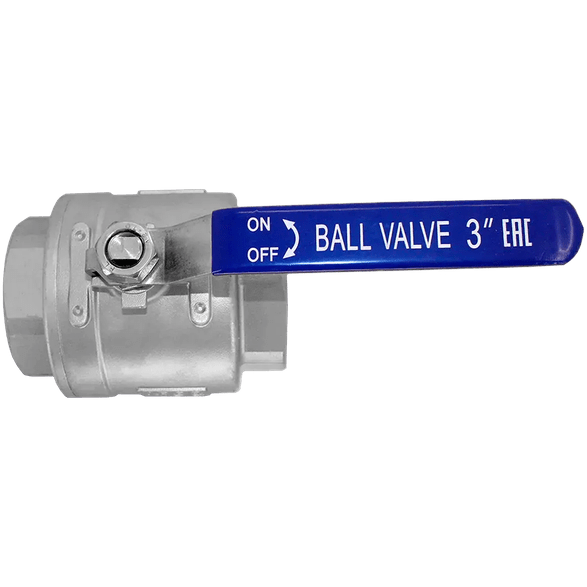 Кран шаровый муфтовый двусоставной нержавеющий (2PC), AISI304 DN80 (3"), (CF8), PN25, NK-BML80/4