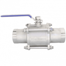 Кран шаровый приварной трехсоставной нержавеющий (3PC), AISI304 DN80 (3&quot;), (CF8), PN25, NK-BE80/4