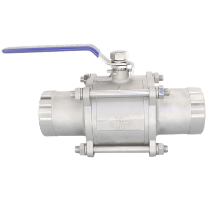 Кран шаровый приварной трехсоставной нержавеющий (3PC), AISI304 DN80 (3&quot;), (CF8), PN25, NK-BE80/4