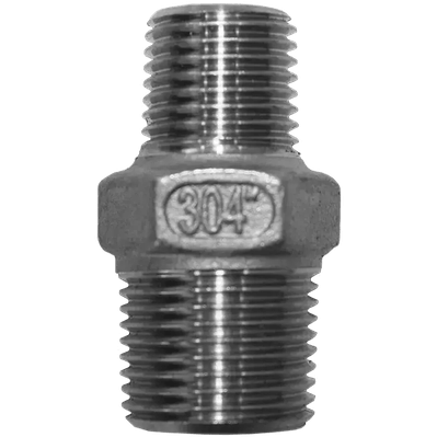 Ниппель резьбовой переходной нержавеющий, AISI304 DN10 х DN8 (3/8" х 1/4"), (CF8), PN16, NK-NМH10х8/4