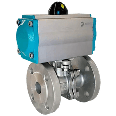 Кран шаровый фланцевый (2PC), AISI304 DN25 (1"), (CF8), с двухсторонним пневмоприводом AT63D, NK-BFtp25/4*AT63D