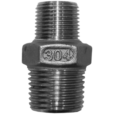 Ниппель резьбовой переходной нержавеющий, AISI304 DN15 х DN10 (1/2" х 3/8"), (CF8), PN16, NK-NМH15х10/4