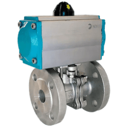 Кран шаровый фланцевый (2PC), AISI304 DN32 (1_1/4"), с двухсторонним пневмоприводом AT63D, NK-BFtp32/4*AT63D