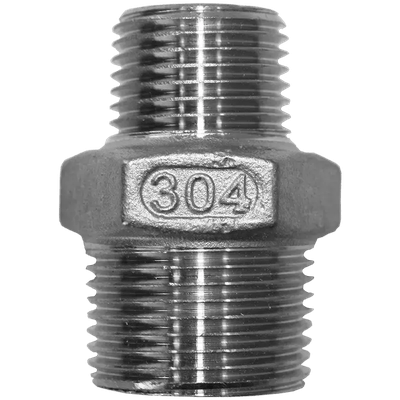 Ниппель резьбовой переходной нержавеющий, AISI304 DN25 х DN15 (1" х 1/2"), (CF8), PN16, NK-NМH25х15/4