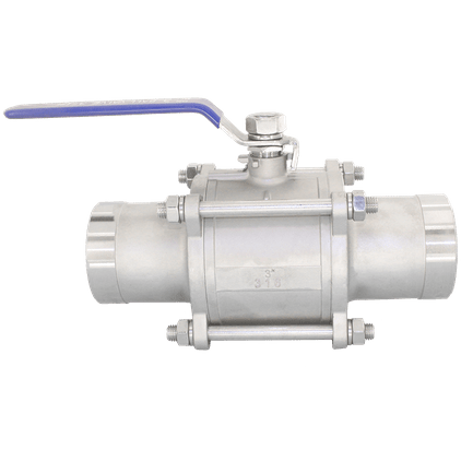 Кран шаровый приварной трехсоставной нержавеющий (3PC), AISI316 DN80 (3"), (CF8M), PN25, NK-BE80/6