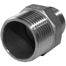 Ниппель резьбовой переходной нержавеющий, AISI304 DN25 х DN20 (1" х 3/4"), (CF8), PN16, NK-NМH25х20/4