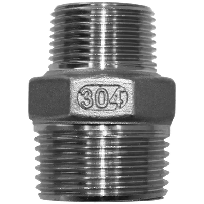 Ниппель резьбовой переходной нержавеющий, AISI304 DN25 х DN20 (1" х 3/4"), (CF8), PN16, NK-NМH25х20/4