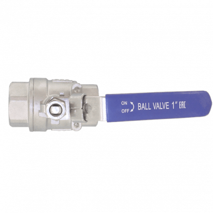 Кран шаровый муфтовый с фиксатором нержавеющий (2PC), AISI304 DN25 (1&quot;), (CF8), PN63, NK-BMLf25/4