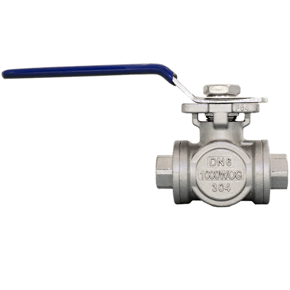 Кран шаровый трехходовой (L-тип) нержавеющий, AISI304 DN 8 (1/4"), (CF8), PN40, NK-BTl8/4