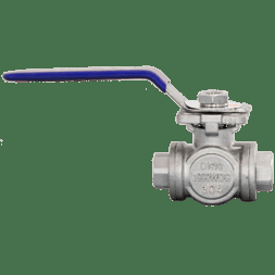 Кран шаровый трехходовой (L-тип) нержавеющий, AISI304 DN10 (3/8"), (CF8), PN40, NK-BTl10/4