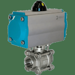 Кран шаровый муфтовый (3PC), AISI304 DN40 (1_1/2"), с двухсторонним пневмоприводом AT75D, NK-BMTp40/4*AT75D