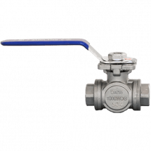 Кран шаровый трехходовой (L-тип) нержавеющий, AISI304 DN15 (1/2&quot;), (CF8), PN40, NK-BTl15/4