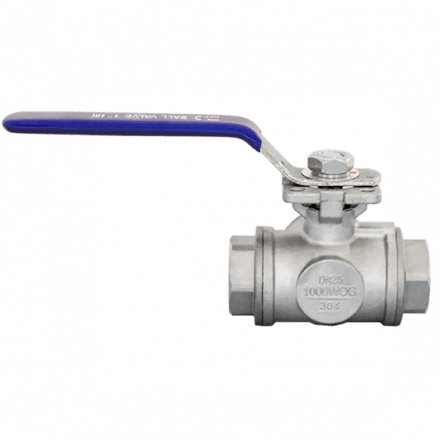 Кран шаровый трехходовой (L-тип) нержавеющий, AISI304 DN25 (1&quot;), (CF8), PN40, NK-BTl25/4