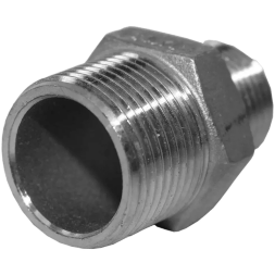 Ниппель резьбовой переходной нержавеющий, AISI304 DN40 х DN32 ( 1_1/2" х 1_1/4"), (CF8), PN16, NKAel-NМH40х32/4