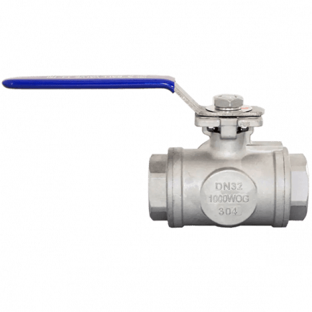 Кран шаровый трехходовой (L-тип) нержавеющий, AISI304 DN32 (1_1/4&quot;), (CF8), PN40, NK-BTl32/4