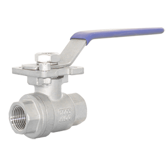 Кран шаровый муфтовый под привод нержавеющий (2PC), AISI304 DN15 (1/2"), (CF8), PN64, NK-BMp15/4