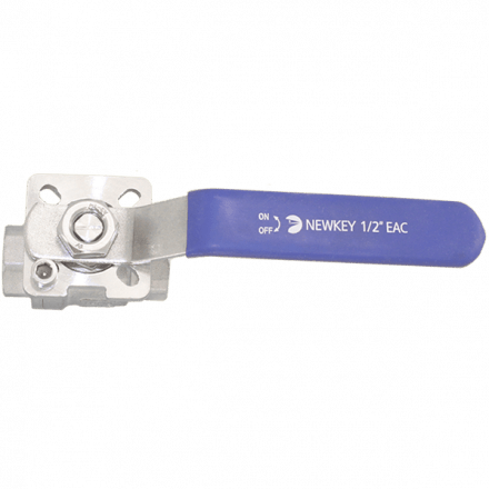 Кран шаровый муфтовый под привод нержавеющий (2PC), AISI304 DN15 (1/2&quot;), (CF8), PN64, NK-BMp15/4