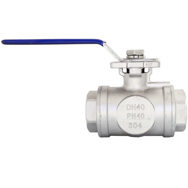 Кран шаровый трехходовой (L-тип) нержавеющий, AISI304 DN40 (1_1/2"), (CF8), PN40, NK-BTl40/4