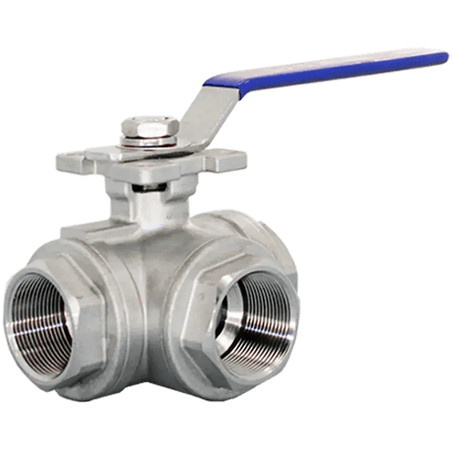 Кран шаровый трехходовой (L-тип) нержавеющий, AISI304 DN40 (1_1/2"), (CF8), PN40, NK-BTl40/4