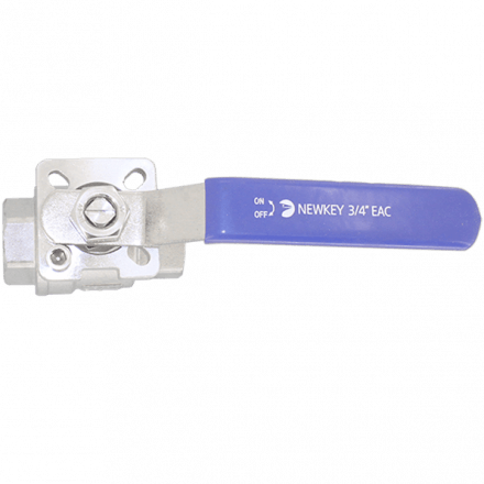 Кран шаровый муфтовый под привод нержавеющий, AISI304 DN20 (3/4&quot;), (CF8), PN64, NK-BMp20/4