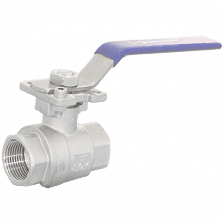 Кран шаровый муфтовый под привод нержавеющий (2PC), AISI304 DN25 (1&quot;), (CF8), PN64, NK-BMp25/4