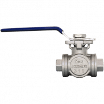 Кран шаровый трехходовой (L-тип) нержавеющий, AISI316 DN 8 (1/4&quot;), (CF8M), PN40, NK-BTl8/6