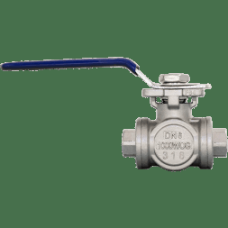 Кран шаровый трехходовой (L-тип) нержавеющий, AISI316 DN 8 (1/4"), (CF8M), PN40, NK-BTl8/6