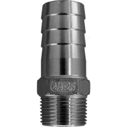 Штуцер елочка нержавеющий, AISI304 DN20 x 25mm (3/4" x 25mm), (CF8), PN16, NK-FHN20x25/4