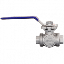 Кран шаровый трехходовой (L-тип) нержавеющий, AISI316 DN10 (3/8&quot;), (CF8M), PN40, NK-BTl10/6