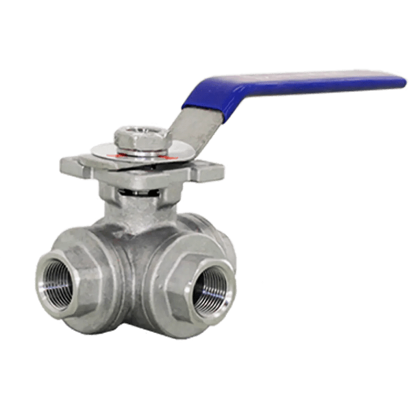 Кран шаровый трехходовой (L-тип) нержавеющий, AISI316 DN10 (3/8"), (CF8M), PN40, NK-BTl10/6