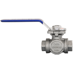 Кран шаровый трехходовой (L-тип) нержавеющий, AISI316 DN15 (1/2"), (CF8M), PN40, NK-BTl15/6