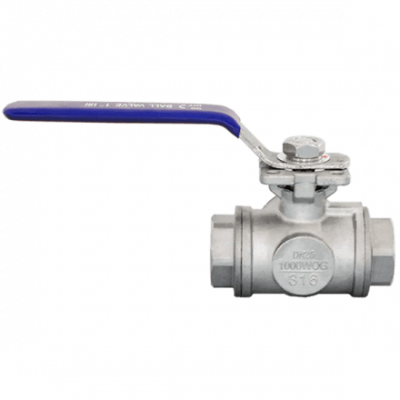 Кран шаровый трехходовой (L-тип) нержавеющий, AISI316 DN25 (1&quot;), (CF8M), PN40, NK-BTl25/6