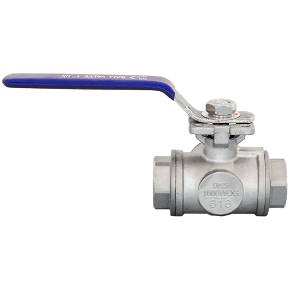 Кран шаровый трехходовой (L-тип) нержавеющий, AISI316 DN25 (1"), (CF8M), PN40, NK-BTl25/6