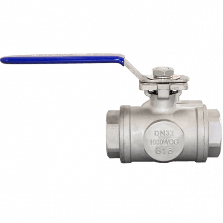 Кран шаровый трехходовой (L-тип) нержавеющий, AISI316 DN32 (1_1/4&quot;), (CF8M), PN40, NK-BTl32/6