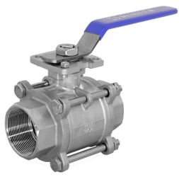 Кран шаровый муфтовый под привод нержавеющий (3PC), AISI304 DN32 (1 1/4"), (CF8), PN64, NK-BMTp32/4