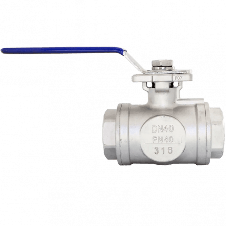 Кран шаровый трехходовой (L-тип) нержавеющий, AISI316 DN40 (1_1/2&quot;), (CF8M), PN40, NK-BTl40/6