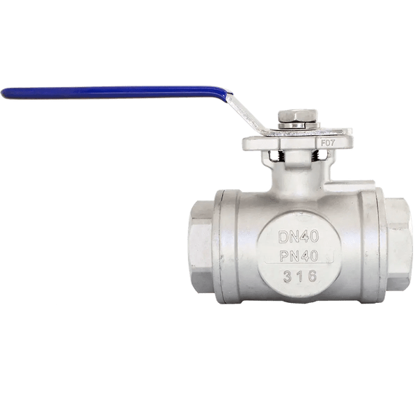 Кран шаровый трехходовой (L-тип) нержавеющий, AISI316 DN40 (1_1/2"), (CF8M), PN40, NK-BTl40/6