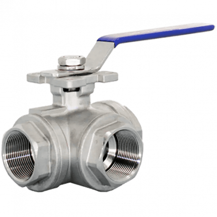 Кран шаровый трехходовой (L-тип) нержавеющий, AISI316 DN40 (1_1/2&quot;), (CF8M), PN40, NK-BTl40/6