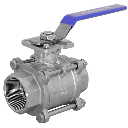 Кран шаровый муфтовый под привод нержавеющий (3PC), AISI304 DN65 (2_1/2&quot;), (CF8), PN64, NK-BMTp65/4