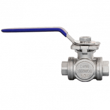 Кран шаровый трехходовой (T-тип) нержавеющий, AISI304 DN10 (3/8&quot;), (CF8), PN40, NK-BTt10/4