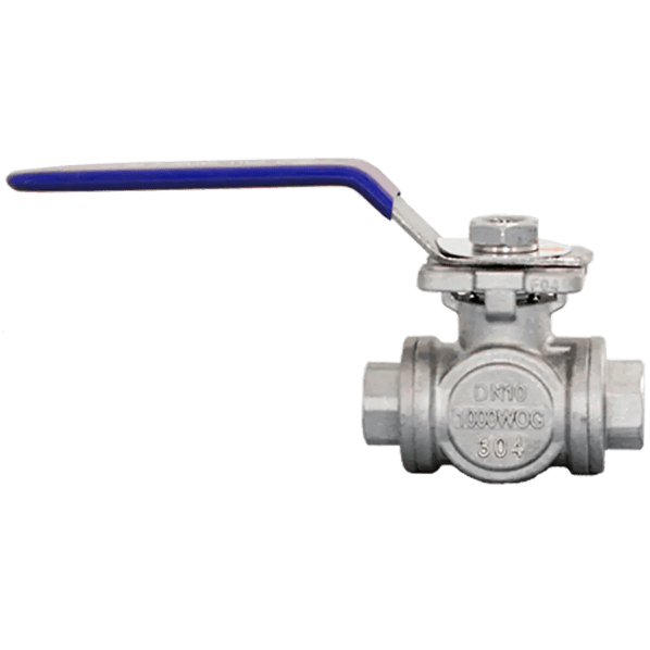 Кран шаровый трехходовой (T-тип) нержавеющий, AISI304 DN10 (3/8"), (CF8), PN40, NK-BTt10/4