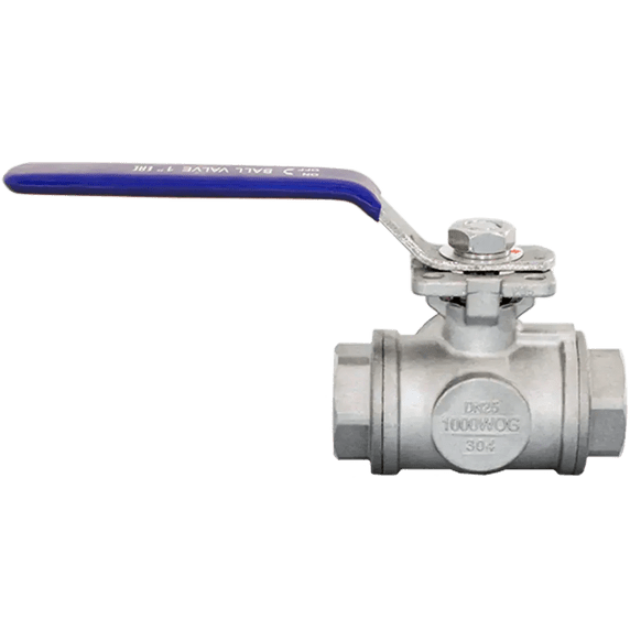 Кран шаровый трехходовой (T-тип) нержавеющий, AISI304 DN25 (1"), (CF8), PN40, NK-BTt25/4