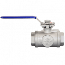 Кран шаровый трехходовой (T-тип) нержавеющий, AISI304 DN32 (1_1/4&quot;), (CF8), PN40, NK-BTt32/4