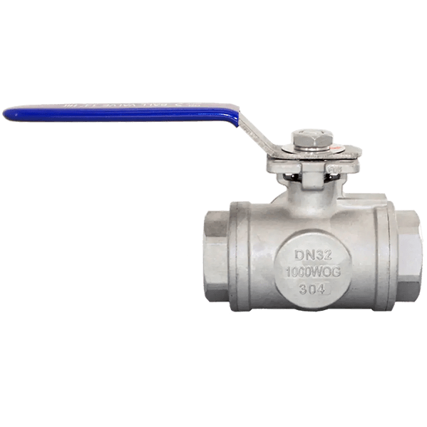 Кран шаровый трехходовой (T-тип) нержавеющий, AISI304 DN32 (1_1/4"), (CF8), PN40, NK-BTt32/4